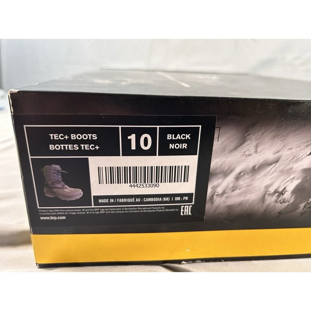 Ski-Doo TEC+ Snowmobile Boots Size 10 Black Primaloft HydroGuard Waterproof NEW